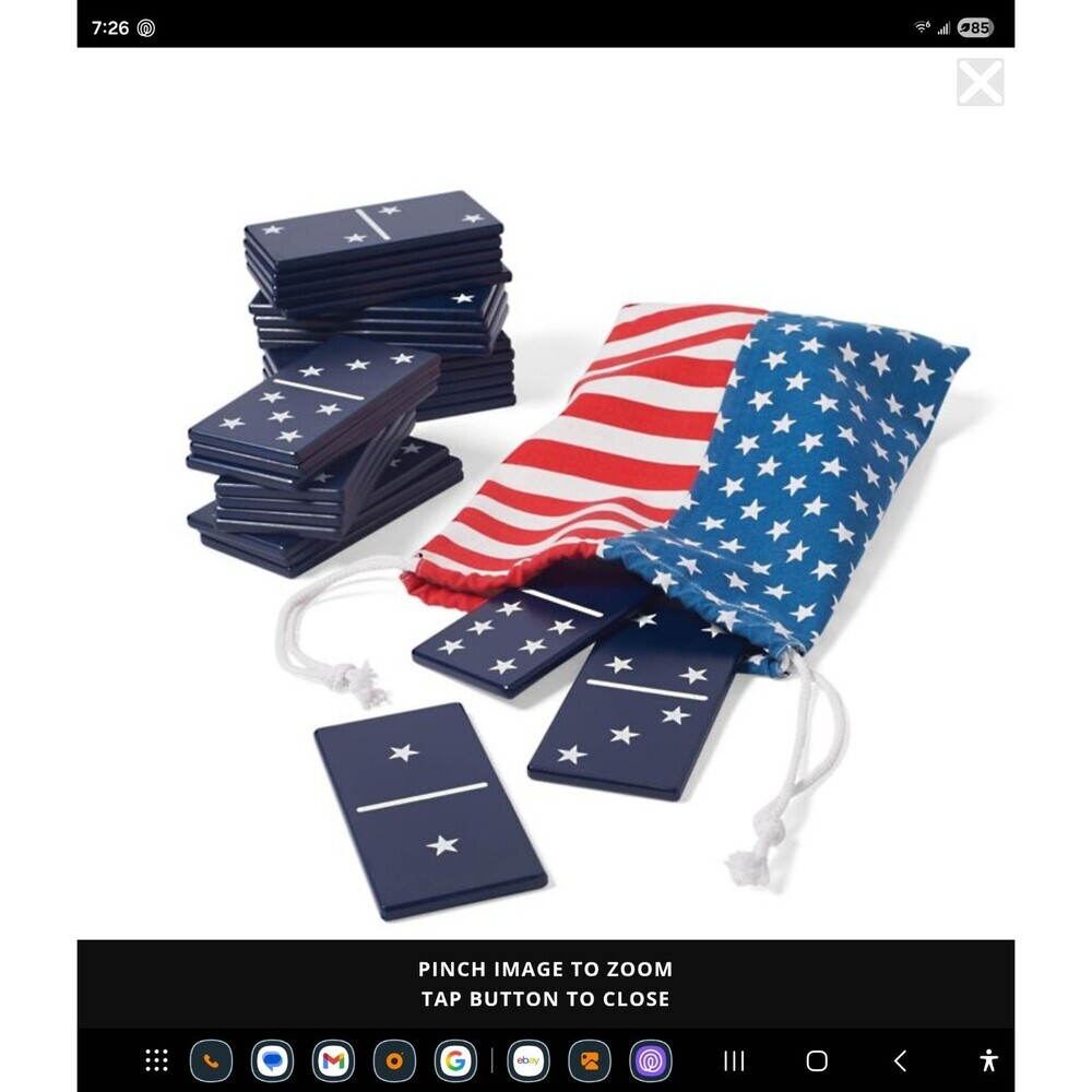Grandinroad Giant Wood Backyard Dominoes Game Patriotic Toy 28 Pieces